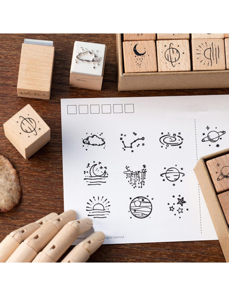 Set de 32 Sellos de Goma de Madera Hacaroa para Manualidades Set de 32 Sellos de Goma de Madera Hacaroa para Manualidades