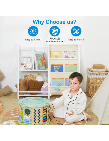 Estantería Montessori para Niños TROOPVILLE 4 Estantes Madera