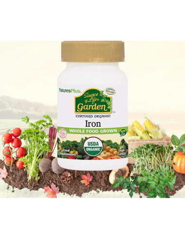 Suplemento de Hierro Orgánico Nature's Plus 18 mg - 30 Cápsulas Veganas