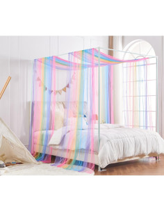 Dosel de Cama para Niñas WANFASO con Cortinas y Luces 190x160cm 2