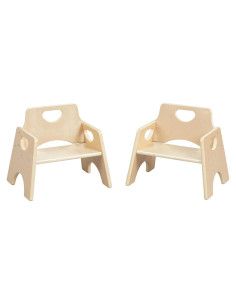 Silla de Madera Apilable ECR4Kids para Niños Natural - Paquete de 2