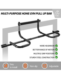 Barra de Dominadas NOWAKE Ajustable 136 kg para Puerta 2