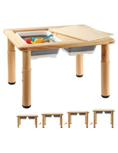 Mesa Sensorial de Madera FUNLIO Ajustable 4 Niveles 70x52cm