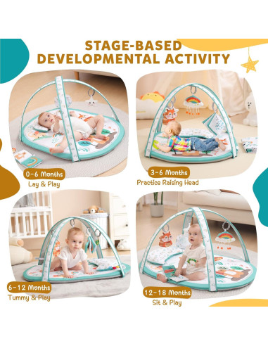 Gimnasio de Juego ibabejoy 7 en 1 con Alfombra Lavable