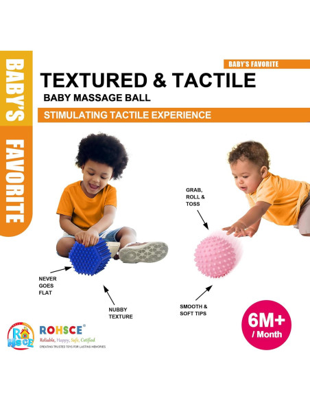 Bolas Sensoriales ROHSCE para Bebés - 6 Unidades Multicolores