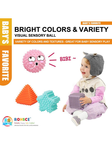 Bolas Sensoriales ROHSCE para Bebés - 6 Unidades Multicolores