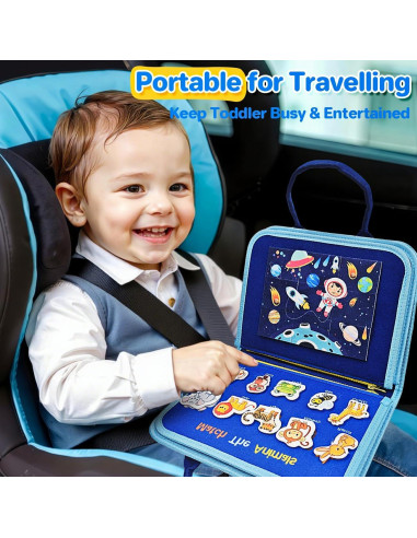 Tablero Ocupado Montessori Azul SYHLN 25 en 1 para Niños 1-4 Años