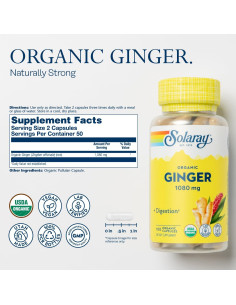 Suplemento de Jengibre Orgánico Solaray 1080 mg - Alivio de Náuseas 2