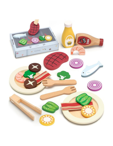 Comida de Juguete de Madera Pillowhale - 24 Piezas para Cocina Infantil