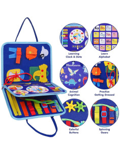 Tablero Ocupado Montessori iooo Azul para Niños 1-4 Años 2