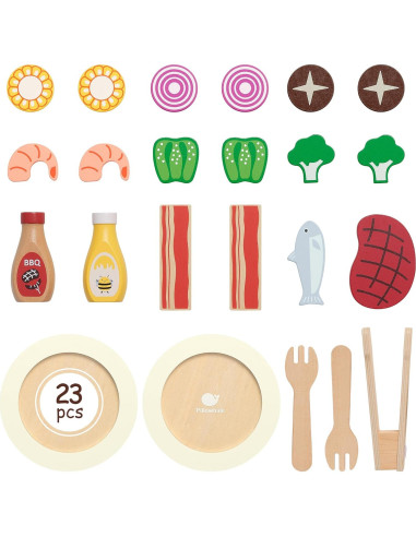 Comida de Juguete de Madera Pillowhale - 24 Piezas para Cocina Infantil