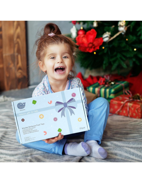 Comida de Juguete de Madera Pillowhale - 24 Piezas para Cocina Infantil
