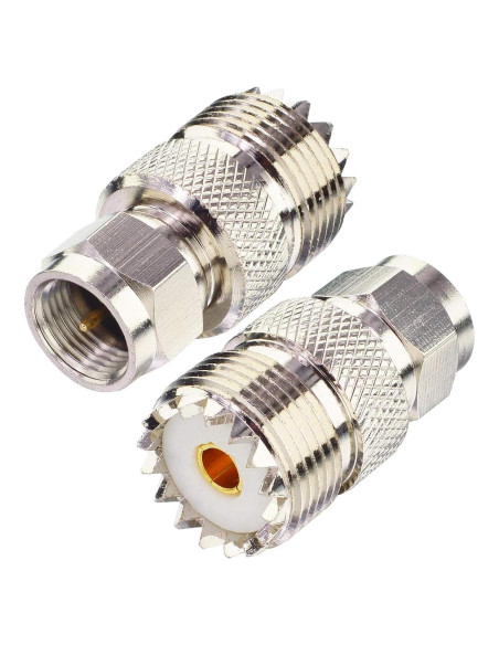 Adaptador Coaxial F Macho a UHF Hembra Boobrie 2 Piezas