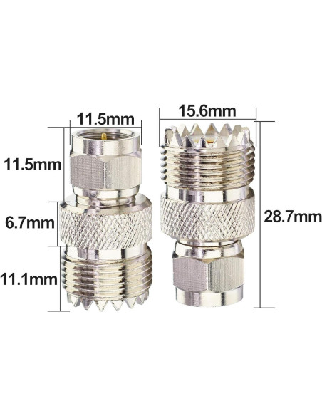 Adaptador Coaxial F Macho a UHF Hembra Boobrie 2 Piezas