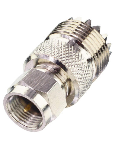 Adaptador Coaxial F Macho a UHF Hembra Boobrie 2 Piezas