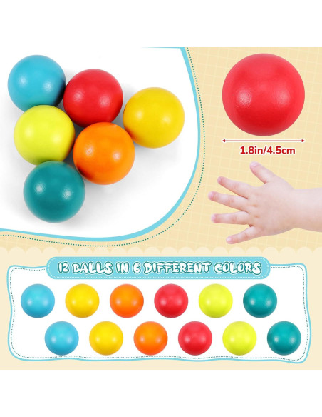 Bucherry 12 Bolas de Madera Montessori 45 mm Colorido