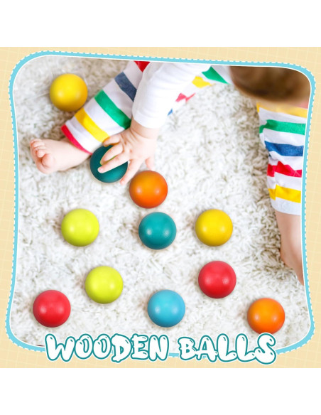 Bucherry 12 Bolas de Madera Montessori 45 mm Colorido
