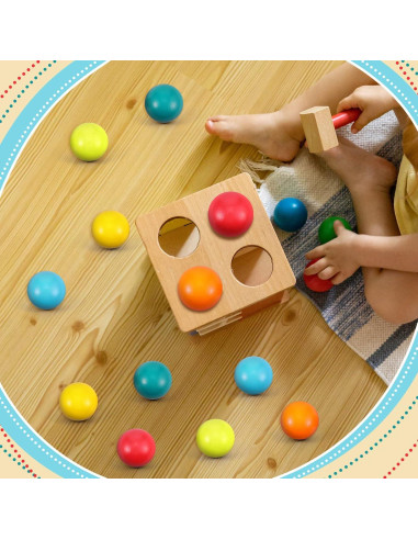 Bucherry 12 Bolas de Madera Montessori 45 mm Colorido