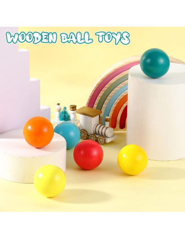 Bucherry 12 Bolas de Madera Montessori 45 mm Colorido