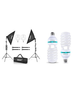 Kit de Iluminación Softbox EMART 2x20"x28" con Bombillas LED