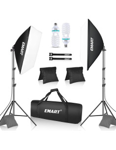 Kit de Iluminación Softbox EMART 2x20"x28" con Bombillas LED 2