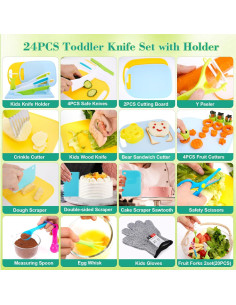Set de Cocina Montessori FCSONU 24 Pcs para Niños con Cuchillos 2