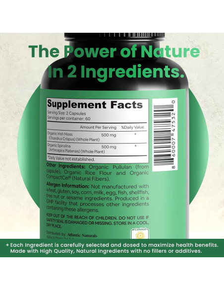 Cápsulas de Musgo Marino Irlandés Atlantic Naturals 120 ct