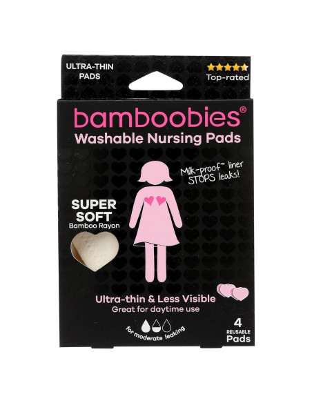 Discos de Lactancia Lavables Bamboobies Ultra Finos 4 Pzas