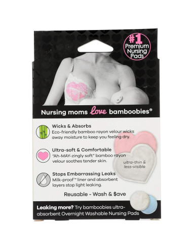 Discos de Lactancia Lavables Bamboobies Ultra Finos 4 Pzas