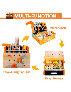 Banco de herramientas KIDWILL 54 piezas para niños 3-8 años 2