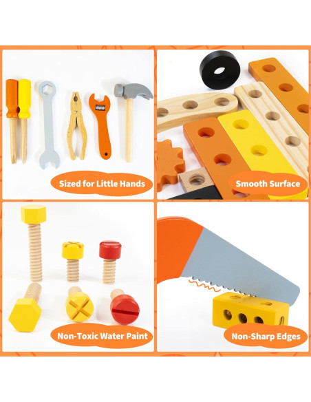 Banco de herramientas KIDWILL 54 piezas para niños 3-8 años