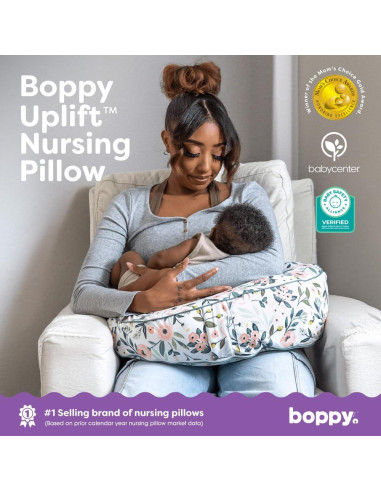 Almohada de Lactancia Boppy Uplift - Flores Rosadas, 1.41 kg