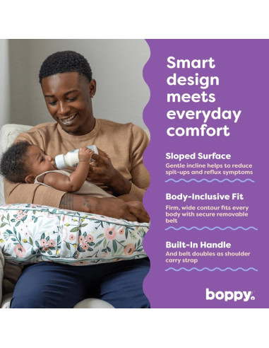 Almohada de Lactancia Boppy Uplift - Flores Rosadas, 1.41 kg