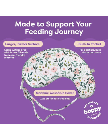 Almohada de Lactancia Boppy Uplift - Flores Rosadas, 1.41 kg