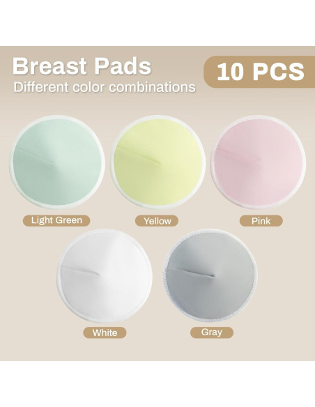 10 Almohadillas de Lactancia Reutilizables RAINFLOW 12 cm Multicolor