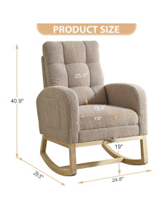 Silla Mecedora Cinkehome con Reposapiés Retráctil Marrón Teddy 2