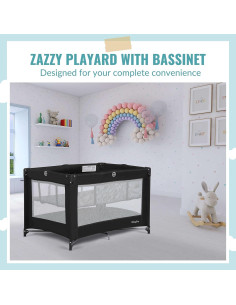 Cuna Plegable Dream On Me Zazzy Negra con Colchón y Bolsa 2