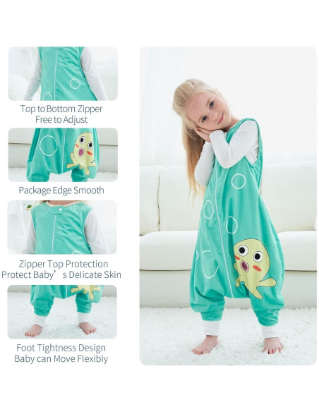 Saco de Dormir MICHLEY para Niños 5-6T Verde Sin Mangas