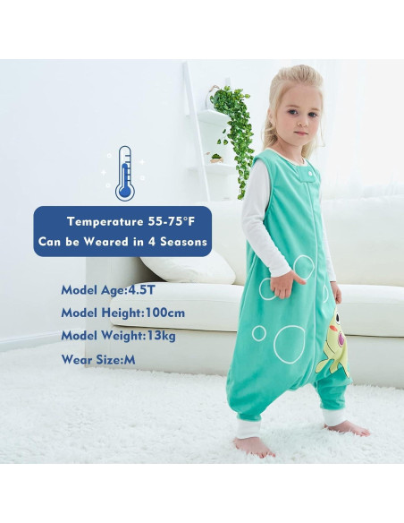Saco de Dormir MICHLEY para Niños 5-6T Verde Sin Mangas