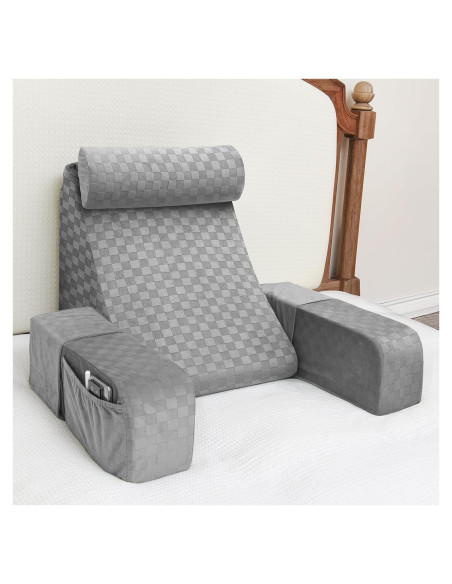 Cojín de Lectura Vekkia 19" Gris - Soporte Espalda Ajustable