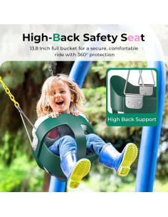 Columpio para Niños DECORLIFE Verde, Cesta 35cm, 150kg 2