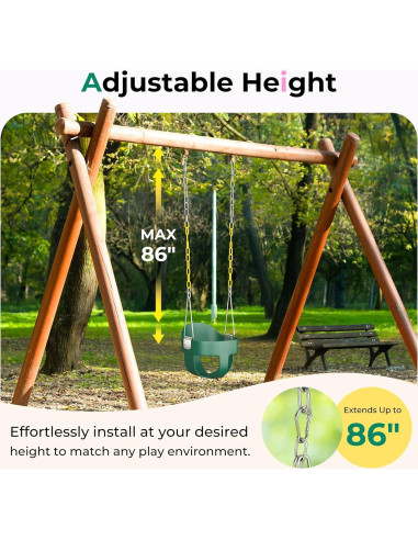 Columpio para Niños DECORLIFE Verde, Cesta 35cm, 150kg