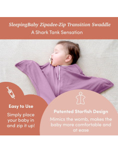 SleepingBaby Zipadee-Zip Swaddle Transición Lavanda Pequeño 4-8 Meses 2