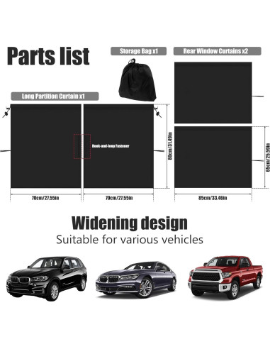 Cortinas de Privacidad para Automóviles Abizarch - 3 Piezas