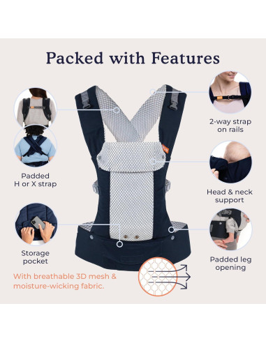 Portabebés Beco Gemini Cool Navy - Ergonómico 3.2-15.9 kg