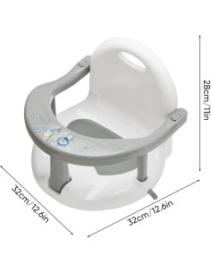 Asiento de Baño Antideslizante para Bebés 6-18 Meses Gris 2