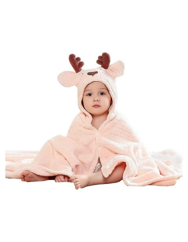 Toalla con Capucha Rosa para Bebés FRYSEFDFV Ultra Absorbente 104 cm