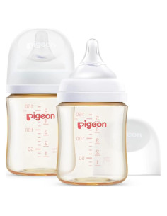 Botella de bebé Pigeon PPSU 160 ml anti-cólico cuello ancho - 2 unidades