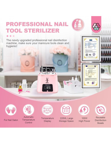 Esterilizador de Herramientas de Uñas Saviland Rosa 185C