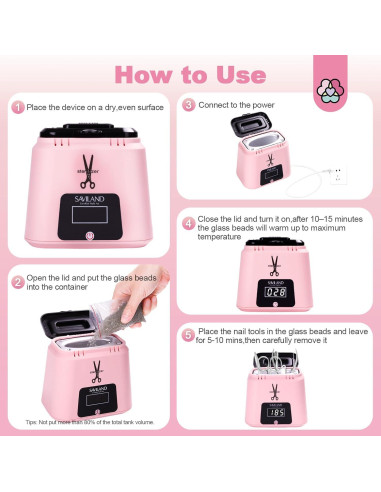 Esterilizador de Herramientas de Uñas Saviland Rosa 185C